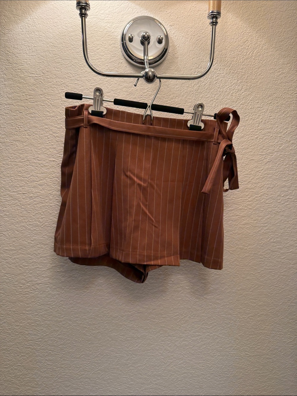 Striped Tie-Waist Women's Skort- Rust